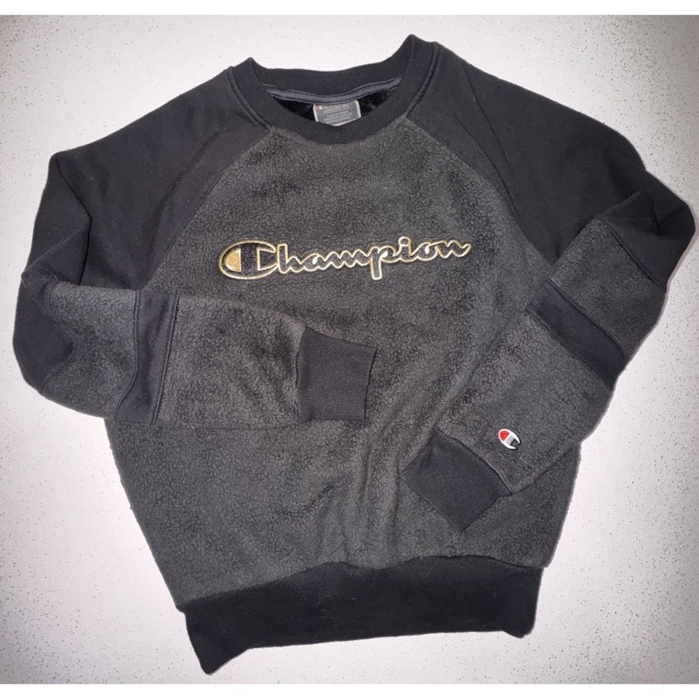 Champion Women's Black Fleece Sweatshirt XS Gold Logo